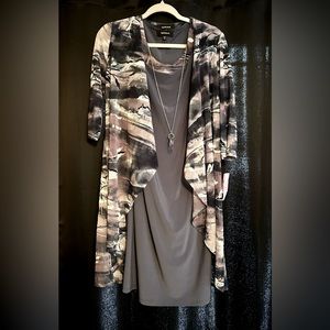 NWT R&M Richards 2 Piece Dress Set with Sheet Jacket and Necklace